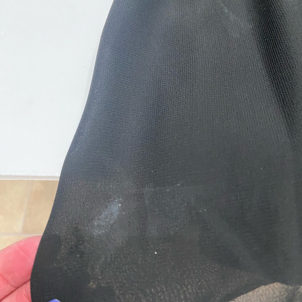 Velvet Burn Out Black/Blue Chiffon Tiered Midi Dress W/Slip Sheer Oversized L - Picture 16 of 17